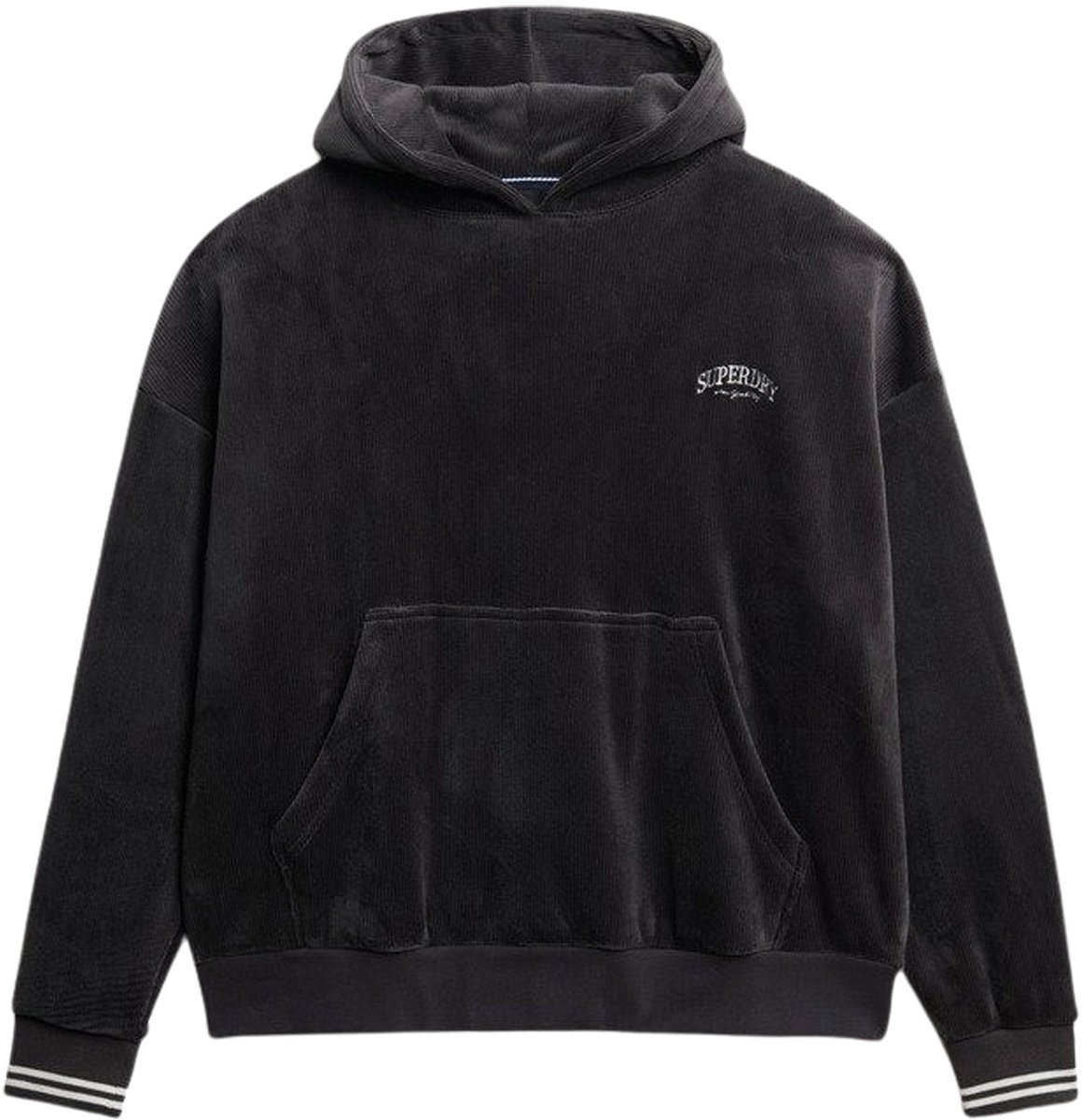 Superdry Country Club Velour Relaxed Hoodie Dames Zwart