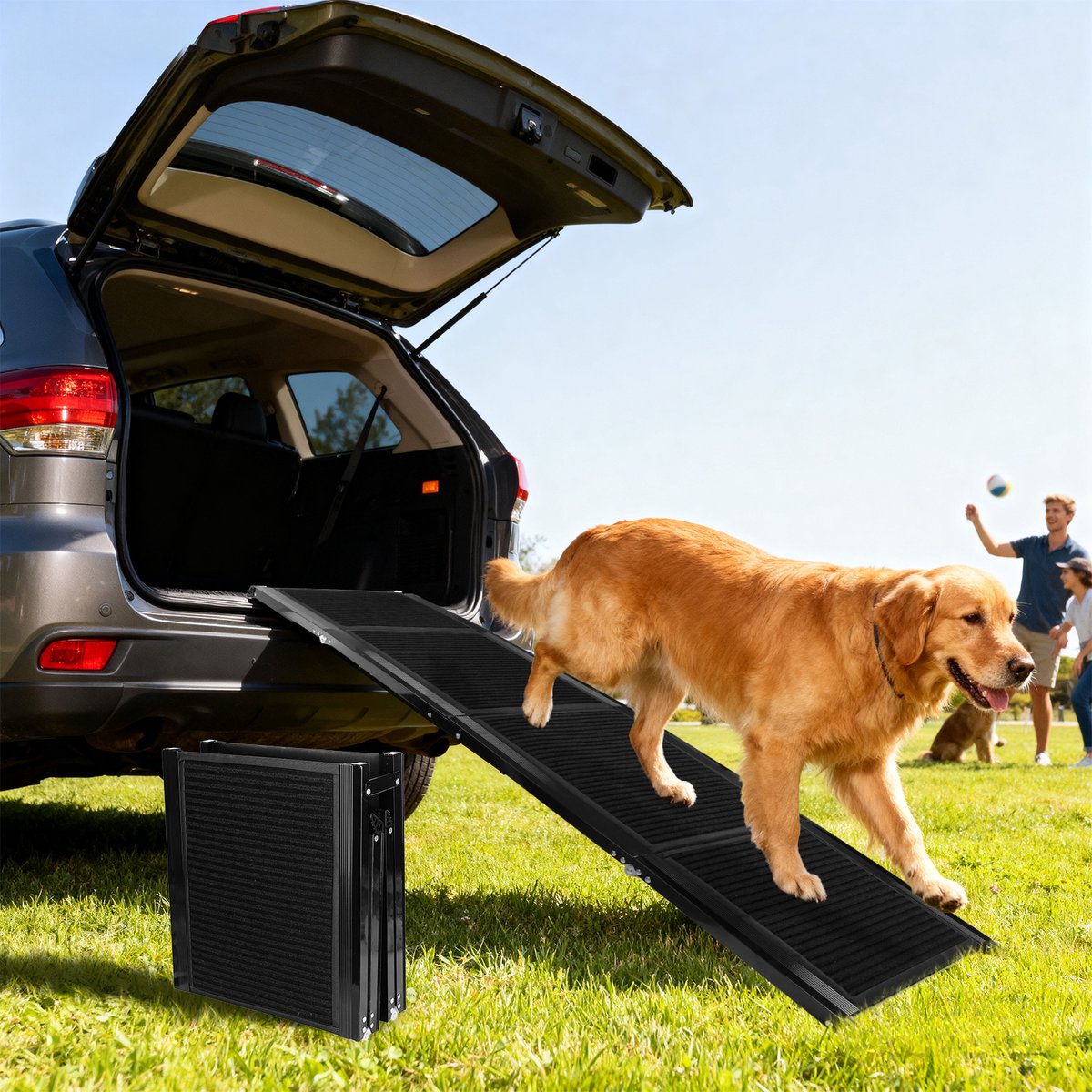 Nobleza hondenloopplank voor auto 170x44 cm zwart