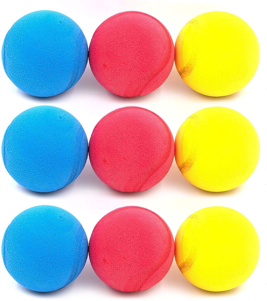 Kyto 9-delige set zachte ballen Softballen Tennisballen Schuimrubberen ballen voor kinderen kleurrijk diameter 6,5 cm, rood, blauw, geel