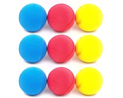 Kyto 9-delige set zachte ballen Softballen Tennisballen Schuimrubberen ballen voor kinderen kleurrijk diameter 6,5 cm, rood, blauw, geel