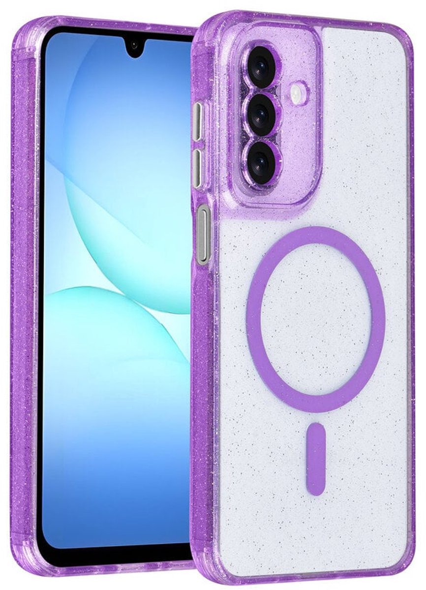 TUNIQ Backcover hoesje - Galaxy A17 - Paars - MagSafe - Glitter - Schokabsorberend