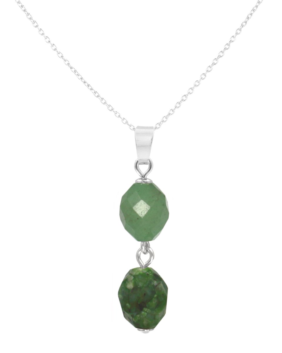ARLIZI 2434 Ketting groen jade kralen hanger - sterling zilver - 44 cm