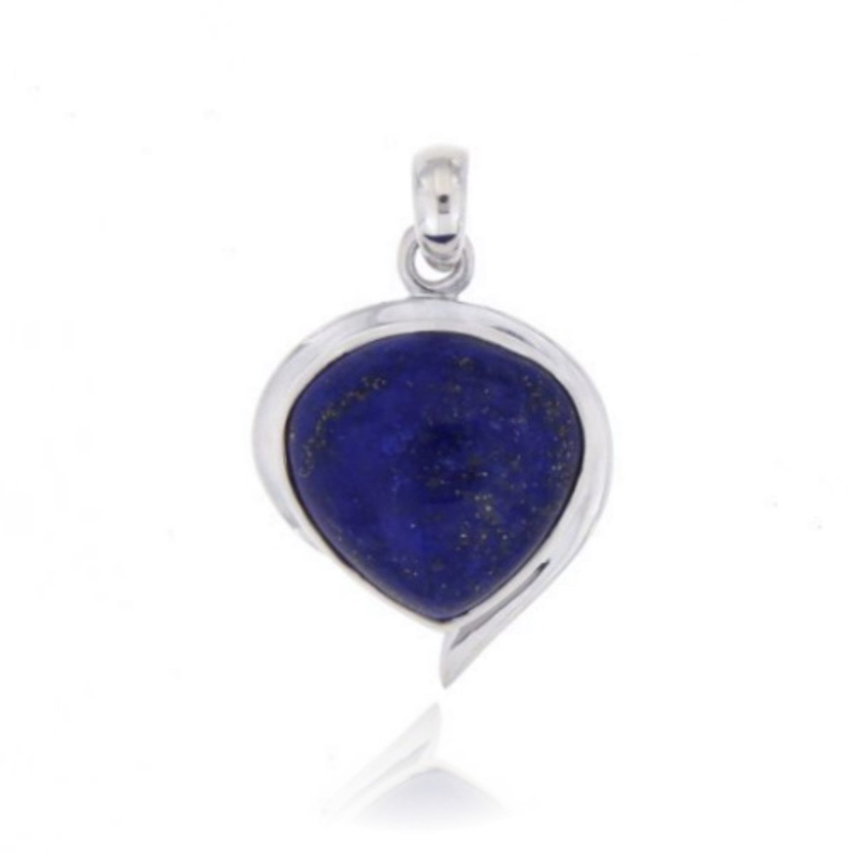 SilverGems Zilveren hanger met cabouchon geslepen hart vormige Lapis Lazuli edelsteen