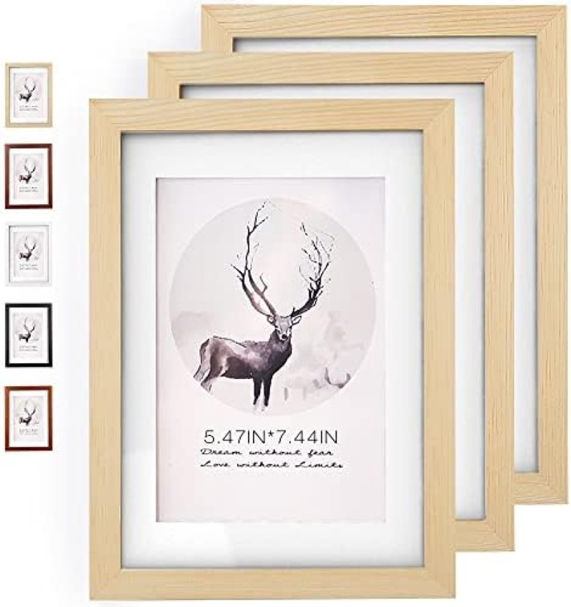 PromoHome Set van 3 Houten Fotolijsten A4 - Natuurlijke Houtkleur
