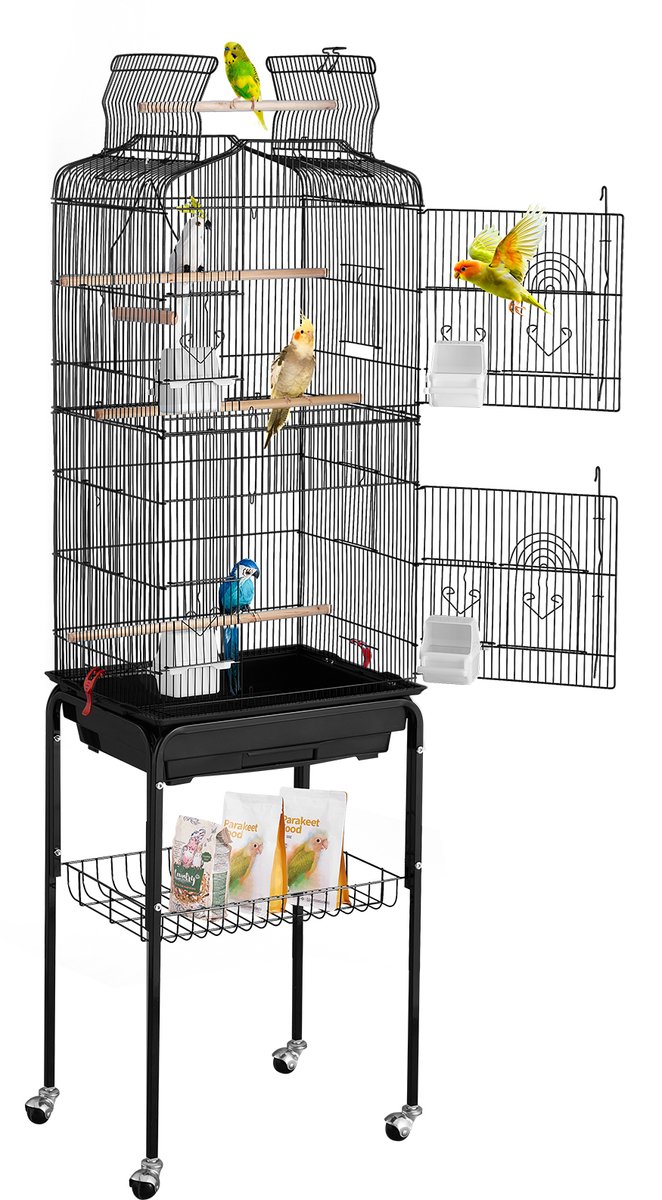 VEVOR Vogelkooi VogelvolièRe Vogelboer Vogelhuisje Met Standaard 45,7x35,5x151cm