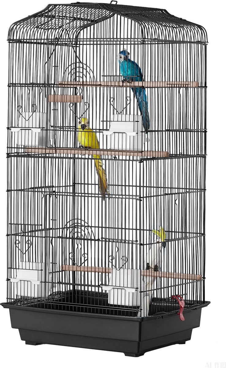 VEVOR Vogelkooi Parkietenkooi Vogelhuis Vogelbouwer 457x355x925mm Zwart thumbnail 2