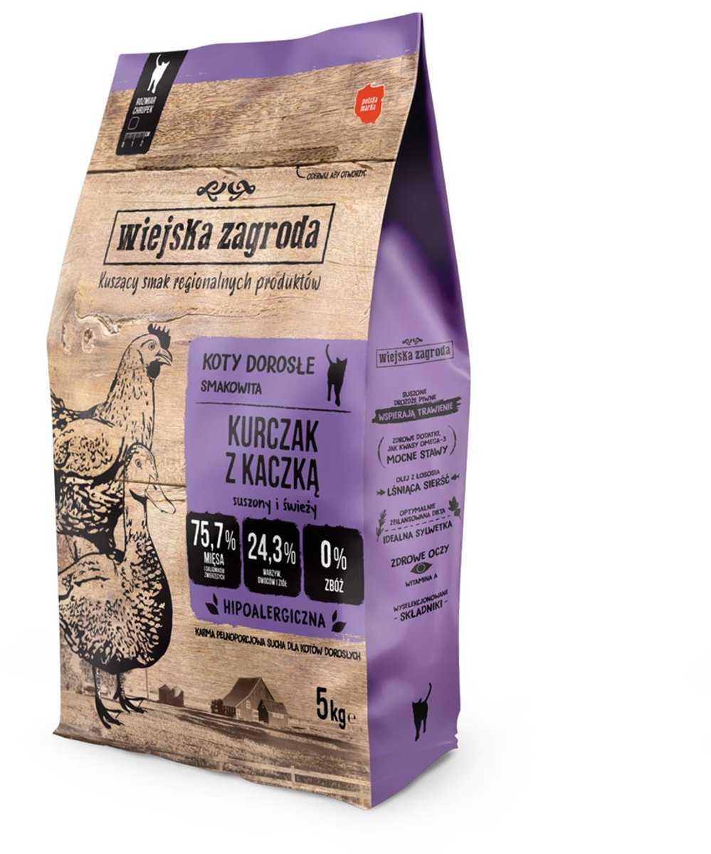 Wiejska Zagroda Kip & Eend – Droogvoer voor Katten – Graanvrij – Hoog Eiwitgehalte – Natuurlijke Ingrediënten