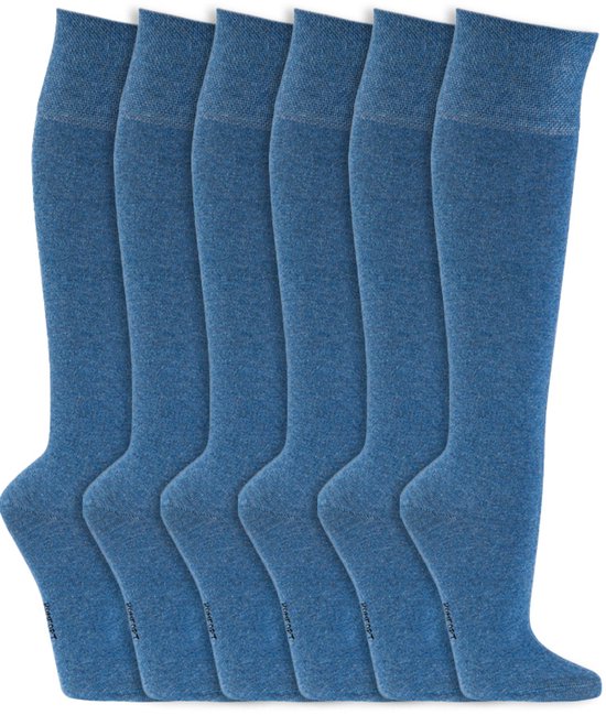 CALZITALY 6 paar kniekousen met microvezelzool, zwart, natuurlijk, blauw, 20 denier, gemaakt in Italië (één maat, natuur