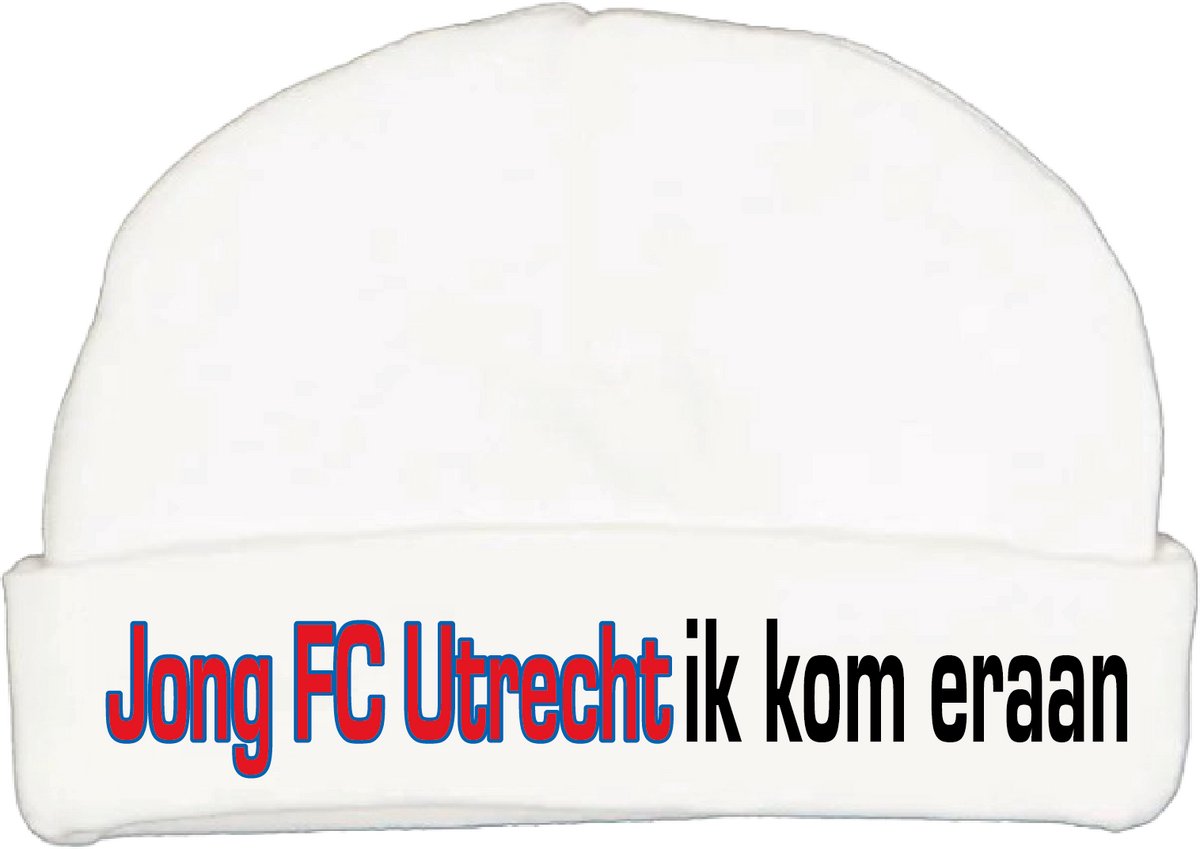 Babymutsje met de tekst: Jong FC Utrecht ik kom eraan !