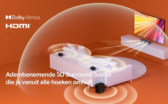 ULTIMEA Poseidon D60 - Soundbar met subwoofer en 2 achterluidsprekers, 5.1ch Dolby Atmos, 3D Surround Sound System van Ultimea — afbeelding 3
