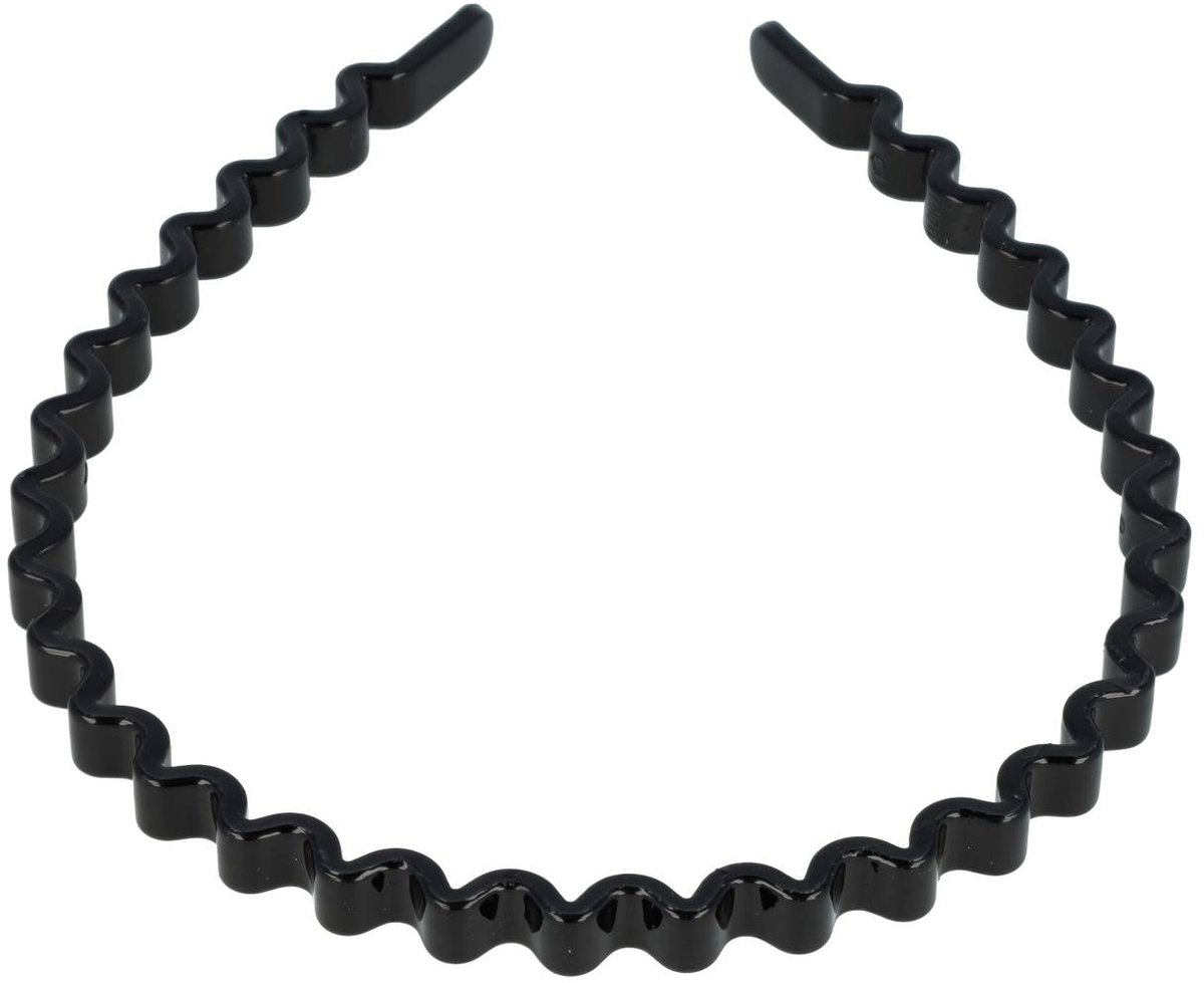 Haarsoires Haarband Diadeem 1cm – Zigzag Vorm – Kunststof – Zwart - Comfortabel voor Dames & Meisjes - Universele Maat