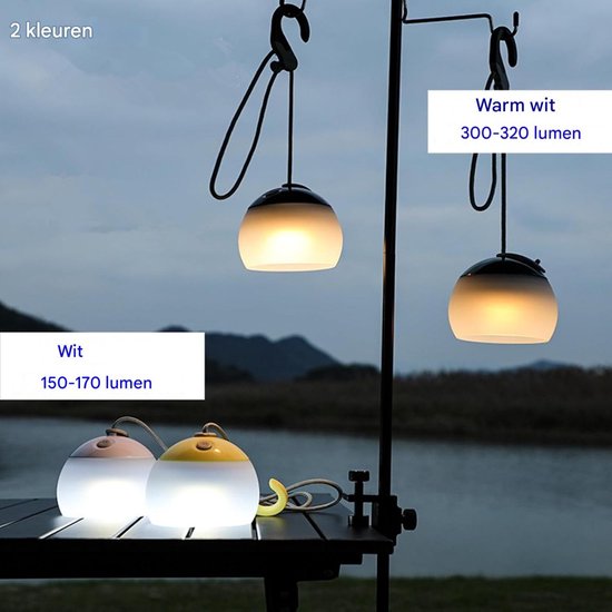 EXCITAT LED-kampeerlamp - Hanglamp op batterijen - Oplaadbaar - 2 kleuren - IPX5 waterdichte kampeerlamp - Oplaadbaar op batterijen en USB - Geschikt voor wandelen, noodgevallen en decoratie — afbeelding 3