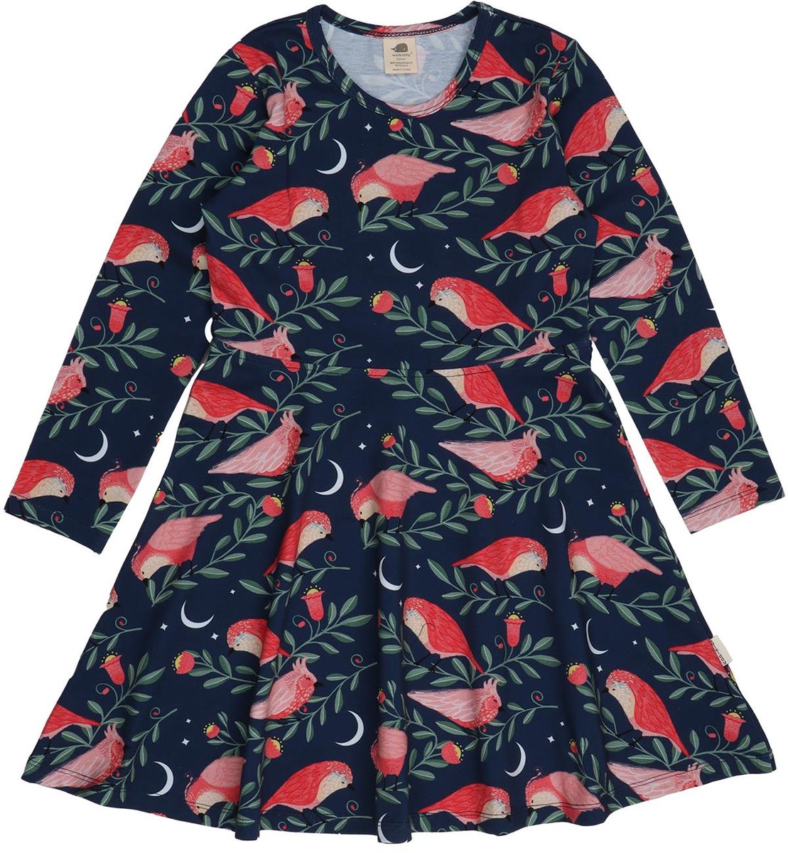 Walkiddy® Jurk – Meisjes – Pinky Birds serie – Maat 98 – GOTS-gecertificeerd Biologisch Katoen