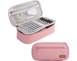 PrimeAmbition Etui - Roze - Groot - 22x12x7cm - Voor School, Jongens, Meisjes & Volwassenen - Pennenzak - Pennenetui