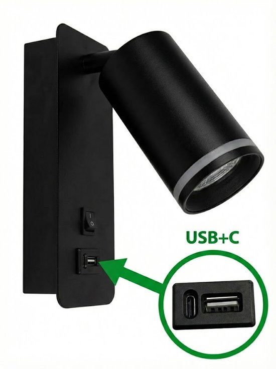 LED wandlamp Goodnight, USB-poort, wit-antraciet LED wandlamp Goodnight, USB-poort, wit-antraciet