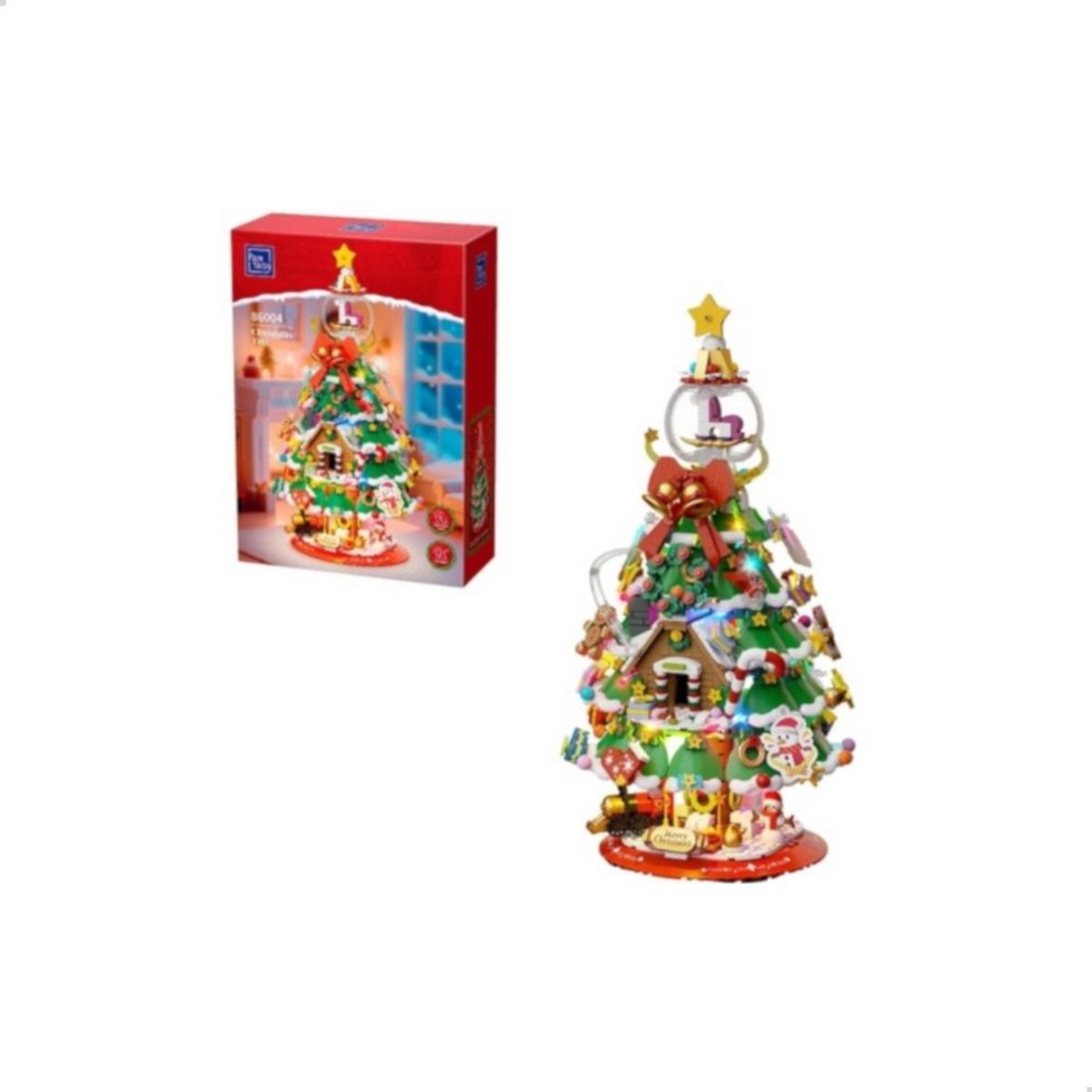 Pantasy Kerstboom bouwpakket - Speelgoed met LED-verlichting - 1506 bouwstenen - 86004