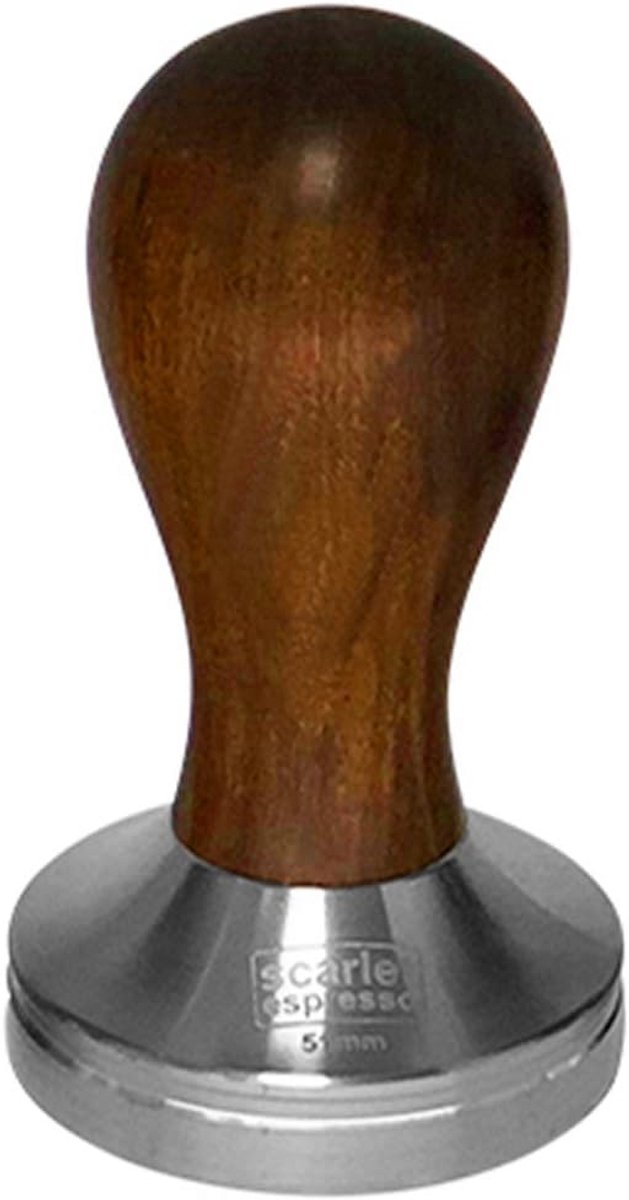 Espresso Tamper Classic Edelhout Handgreep Roestvrij Staal 41 mm Donkerbruin