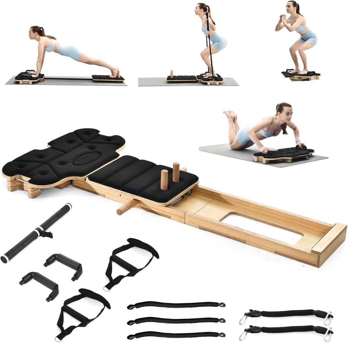 Dperi® Pilates board - pilates reformer - Incl oefeningen - Opvouwbaar - pilates set - Home workout - Dperi® - €199,95