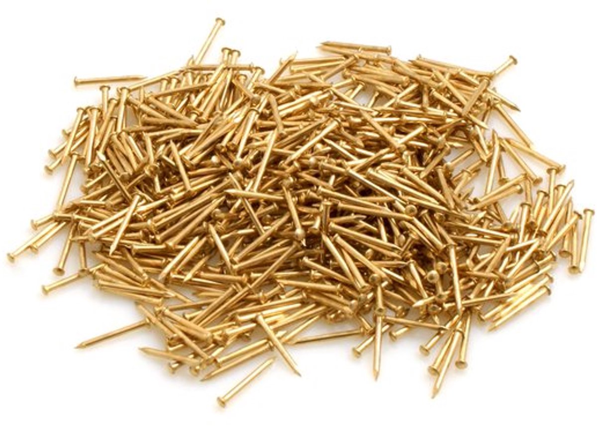 Ronde Kop Pinnen 1,0 mm x 12 mm - Ijzer Messing - Ongeveer 590 Stuks