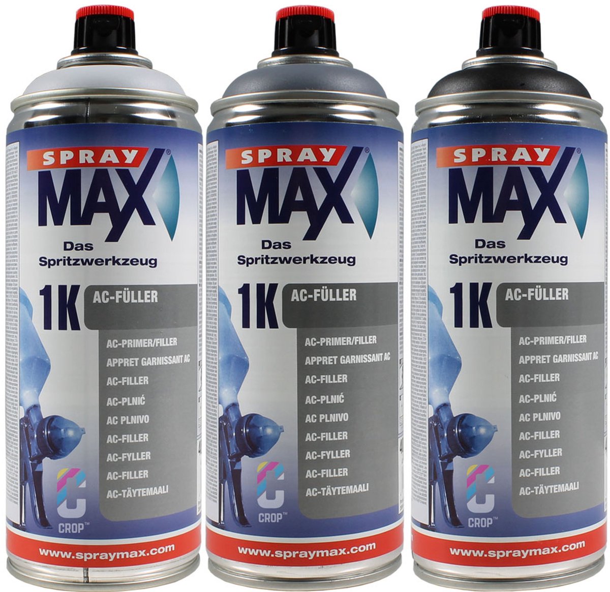 1K Acrylfiller Primer in Spuitbus SprayMax - Donker grijs (Value-Shade 6)