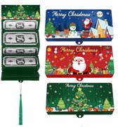 3 stuks - Kerst verrassingsfeest spaarpot - Kerst contant geld envelop - Geld cadeauboekje met 10 vakken - Rood + Groen + Blauw + Roze - Kerst contant geld cadeau envelop met 10 vakken - Verrassingscadeaukaartboekje
