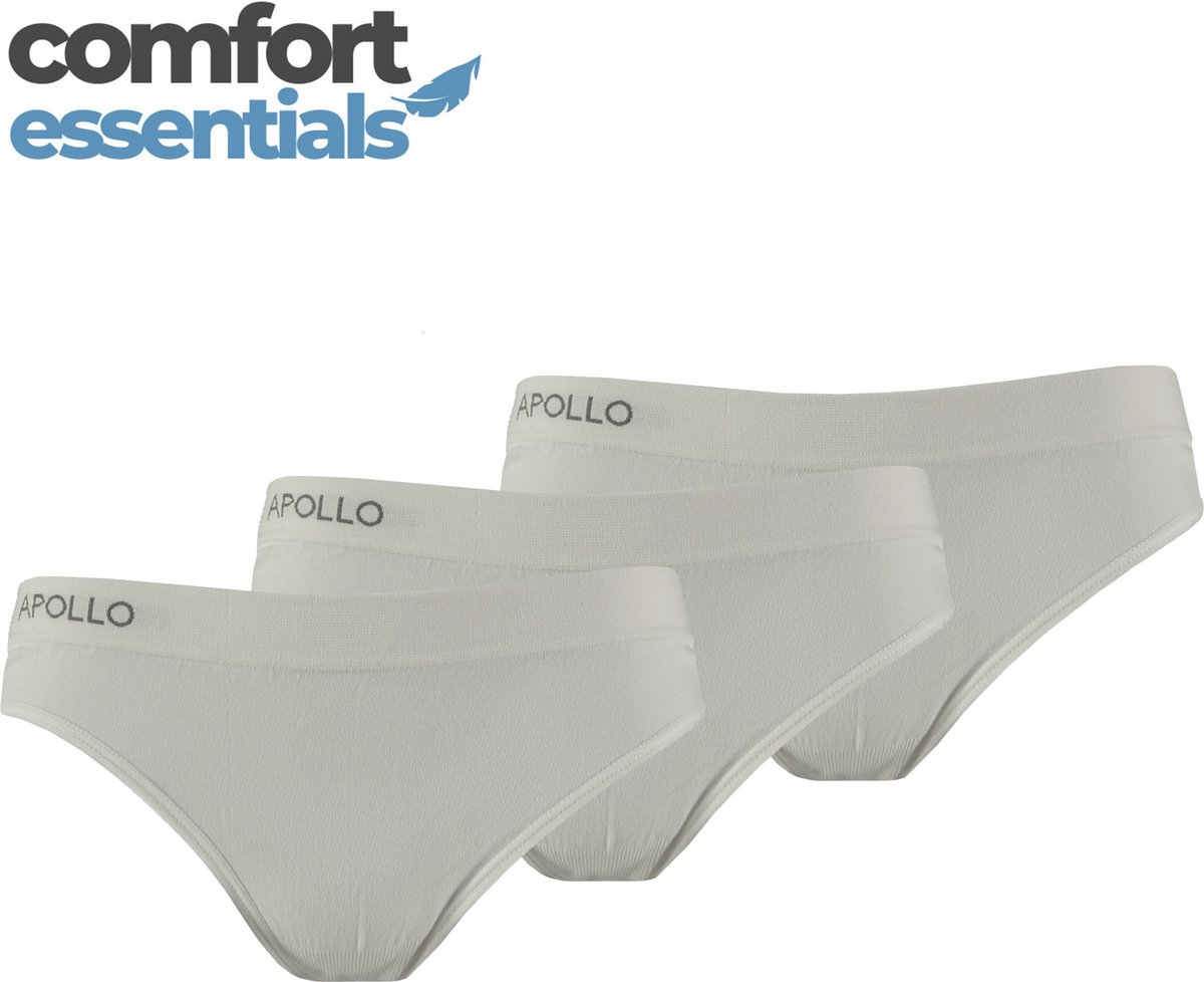 Comfort Essentials - Naadloos Ondergoed Dames - Dames Slips - 3 pack - Wit - M - Dames Ondergoed Katoen