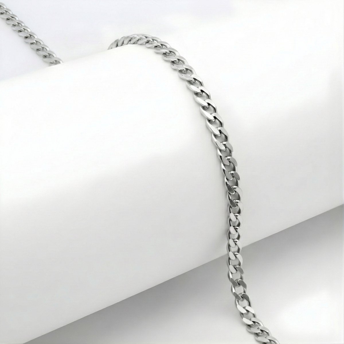 Ainy - Stainless Steel Ketting Zilver | 3mm-55cm | Sieraden | Unisex Necklace | Schakelketting | RVS Staal | Cadeau voor Dames en Heren