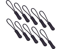 Zipper puller 10 stuks - Zwart - Rits opener / sluiter - Ritstrekker - Ritssluiter - Ritssluiting - Ritskoord - Ritshulp