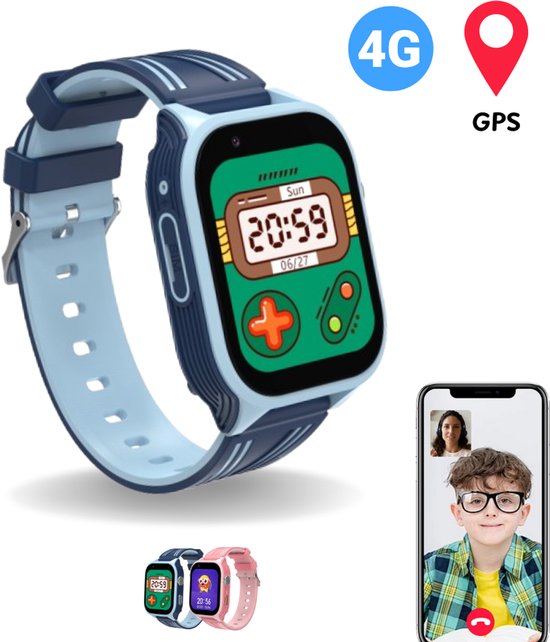 WB Goods Kinder Smartwatch - GPS Horloge Kind - Smartwatch Kinderen - Kinder GPS Tracker - 4G & SMS - Blauw - Met Nederlandse Taal