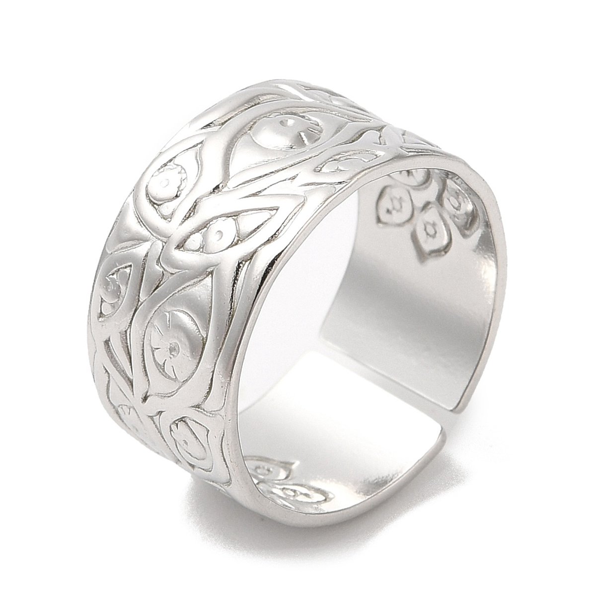Ring stainless steel bohemian eyes, stress ring, anxiety ring, fidget ring, one size ring, zilverkleurig, 100% waterproof, verstelbare ring, cadeau