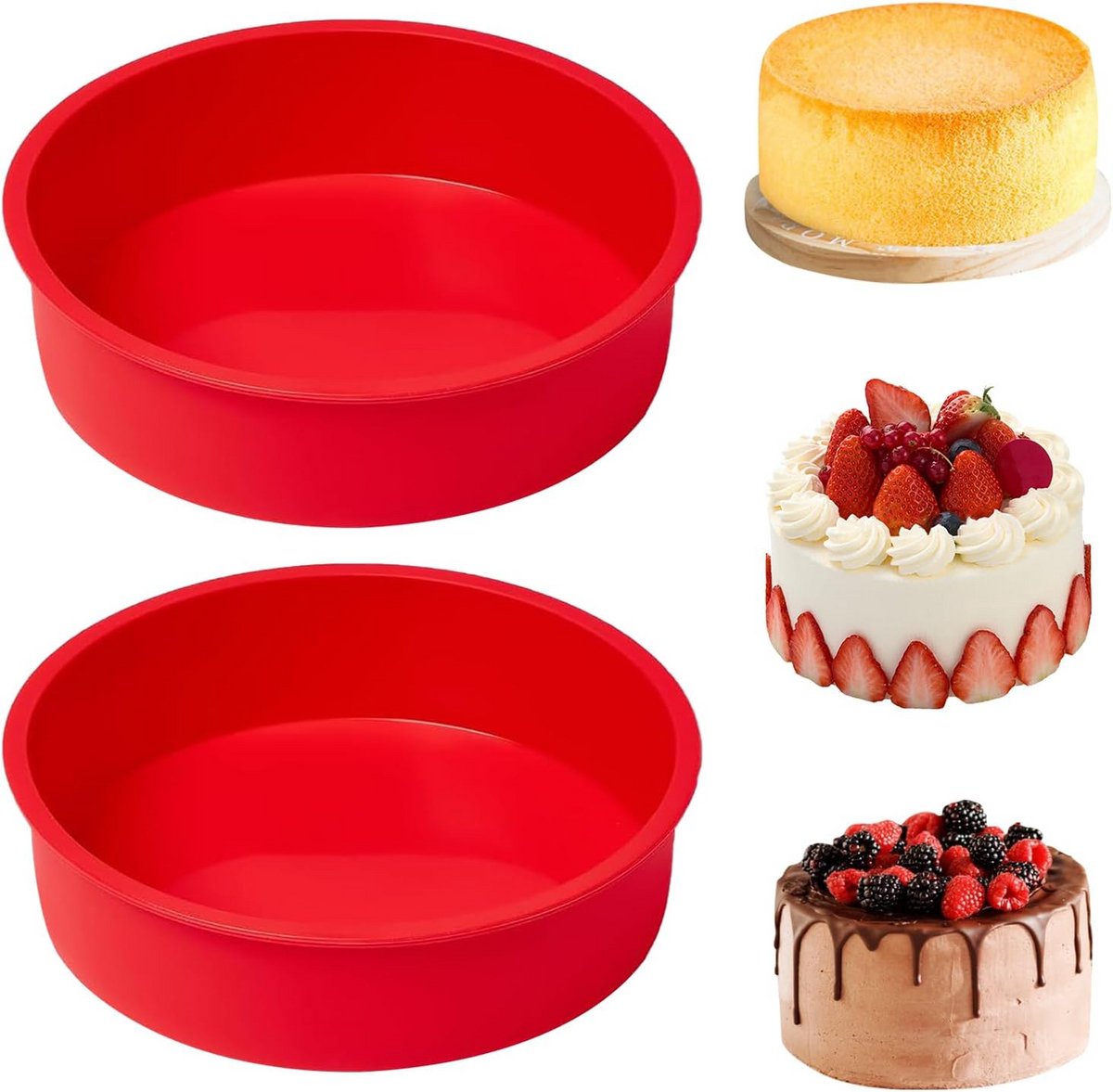 Ronde Siliconen Bakvormen Set van 2 voor Cake en Brood - 20 cm