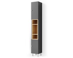 Vicco Badkamerkast Aquis, Antraciet/Grijs, 30 x 190 cm