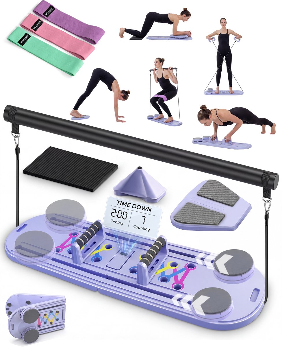 TWKOUT Pilates Board - Pilates Reformer & Core Trainer -Pilates Set - Inclusief 3 Weerstandsbanden en E-Book