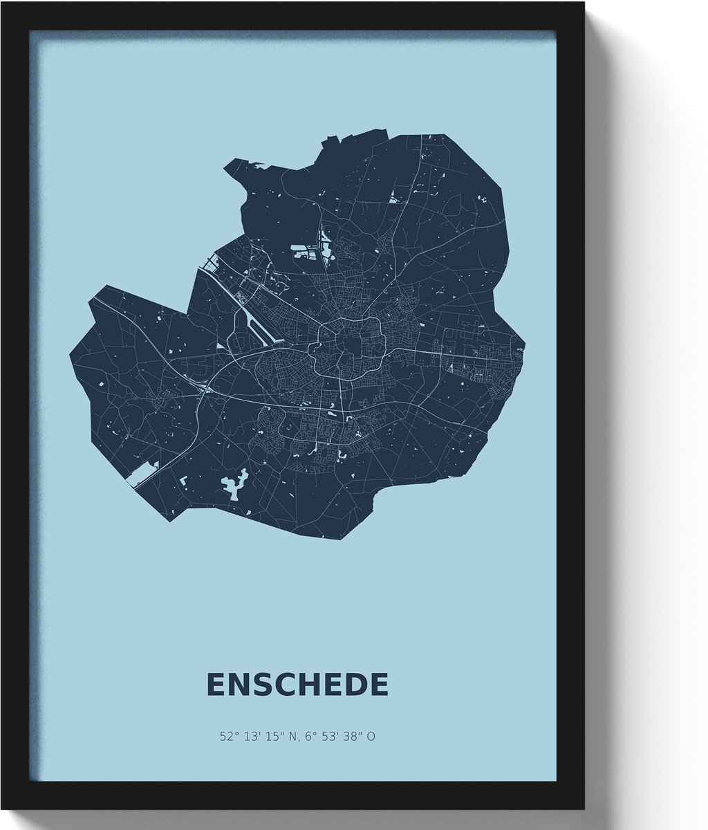 Poster Enschede A3 - 30 x 42 cm - Blauw (Exclusief Lijst)