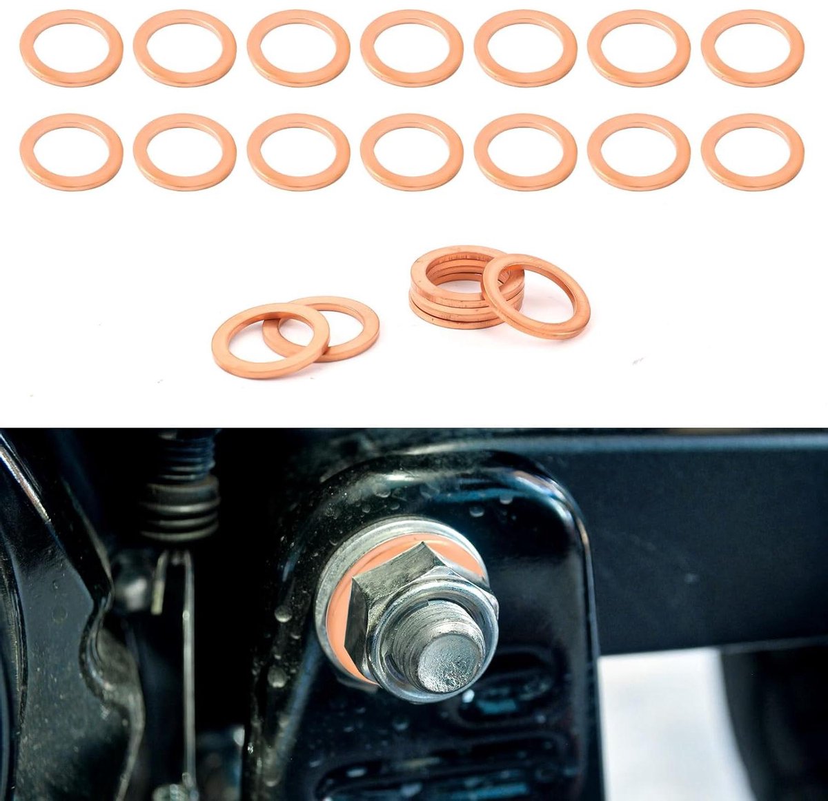 Ronte - Koperen Olie Crush Wasmachine Afdichtingen 20st voor Auto's | Vervanging Aftapplug Pakkingen | Compatibel met Mercedes Benz