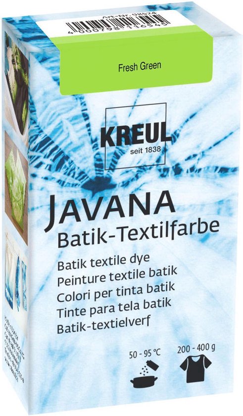 Javana Light Green Batik Textile Dye - 70 ml de peinture tie dye