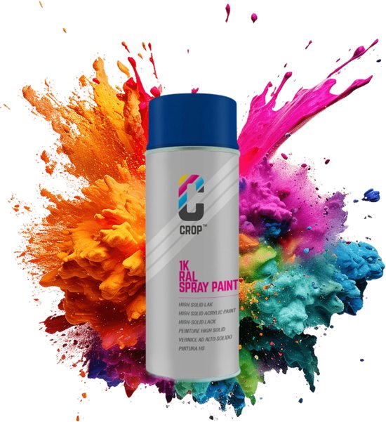Bombe aérosol CROP RAL 5002 Bleu outremer - Semi-brillant - 400 ml - Peinture aérosol Blauw - 100 % grand teint - Séchage rapide - Intérieur et extérieur - RAL5002