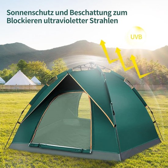 Samen Comfortabel Op Avontuur – Waterdichte 4-Persoons Pop-Up Familie Koepeltent — afbeelding 4