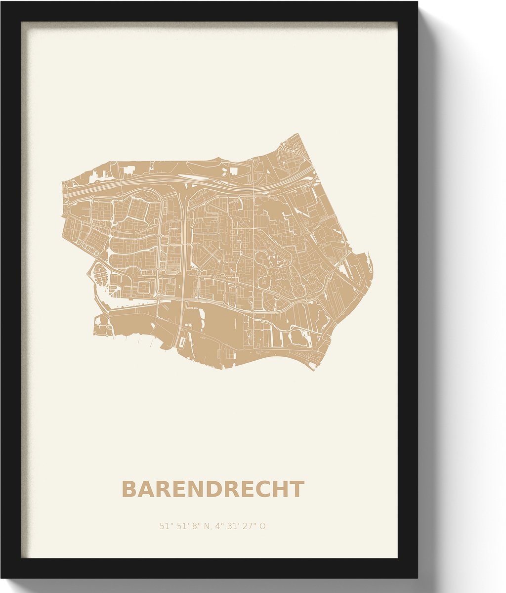 Poster Barendrecht A2 - 42 x 59,4 cm - Beige (Exclusief Lijst)
