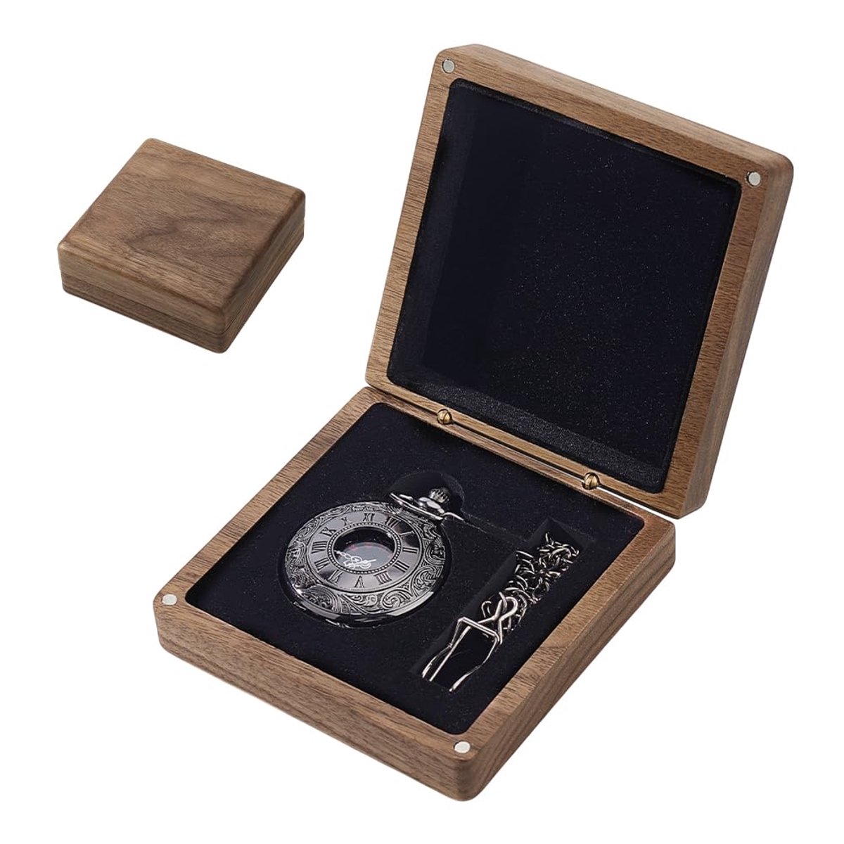 TRANKIELO® - Walnoot Houten Zakhorloge Box - Draagbare Organizer voor Horloges - Perfect Cadeau voor Mannen en Vrouwen