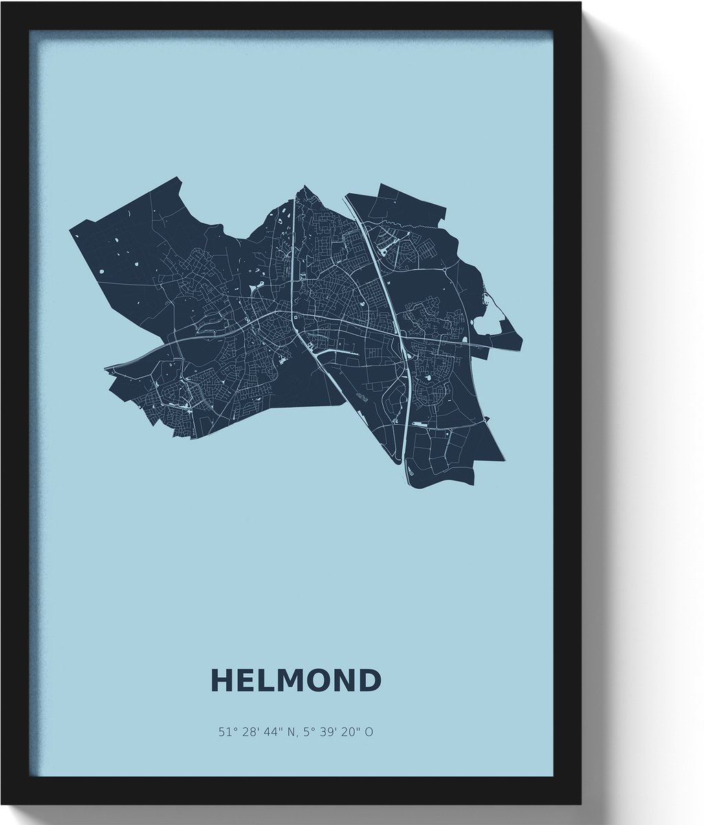 Poster Helmond A3 - 30 x 42 cm - Blauw (Exclusief Lijst)