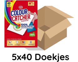K2r - Colour Catcher Anti-kleurdoorloopdoekjes - 5x40 Doekjes 200 Doekjes in totaal - Groot verpakking - Voordeel Verpakking - Kleur - Doorloopdoekjes - Anti - Kleur Vanger