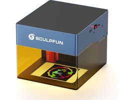 Sculpfun iCube Pro Max 10W Laser Graveermachine - 120x120mm Werkgebied - 0,08 mm Laserpunt - App-verbinding - met Rookfilter - Blauw
