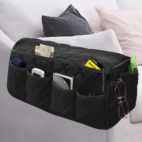 Foto: Steunframe voor fauteuil waterdichte opbergtas voor bankarmleuningen antislip opbergtas voor relaxfauteuilarmleuningen houder voor afstandsbediening steunframe voor relaxfauteuil met 14 opbergvakken zwart 