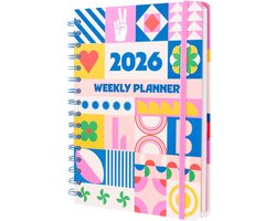 2026 Diary A5 Week To View - Geometrical Harmony | A5 Weekly Planner 2026 With Diary Stickers, Pocket, Bookmarks, January 2026 - December 2026 | Cute Planner