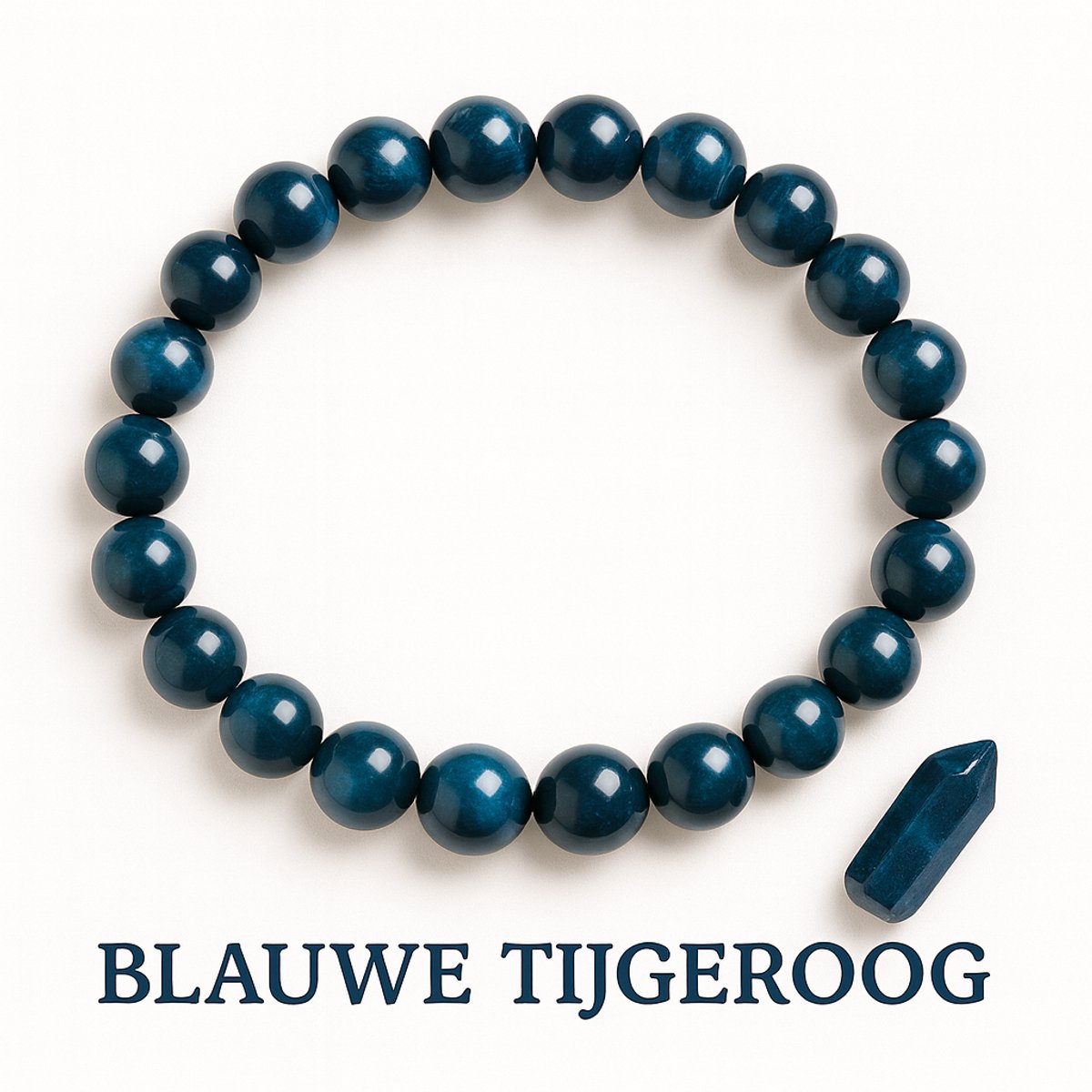 S4H Blauwe Tijgeroog Edelstenen Armband 8 mm – Maat 18 cm | Beschermende Krachtsteen | Blauwe Tijgeroog Kralen Armband Dames & Heren