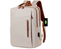 Rugzak. laptoptas 15.6 inch rugtas Waterdichte Usb Oplaadstation voor dames en heren beig