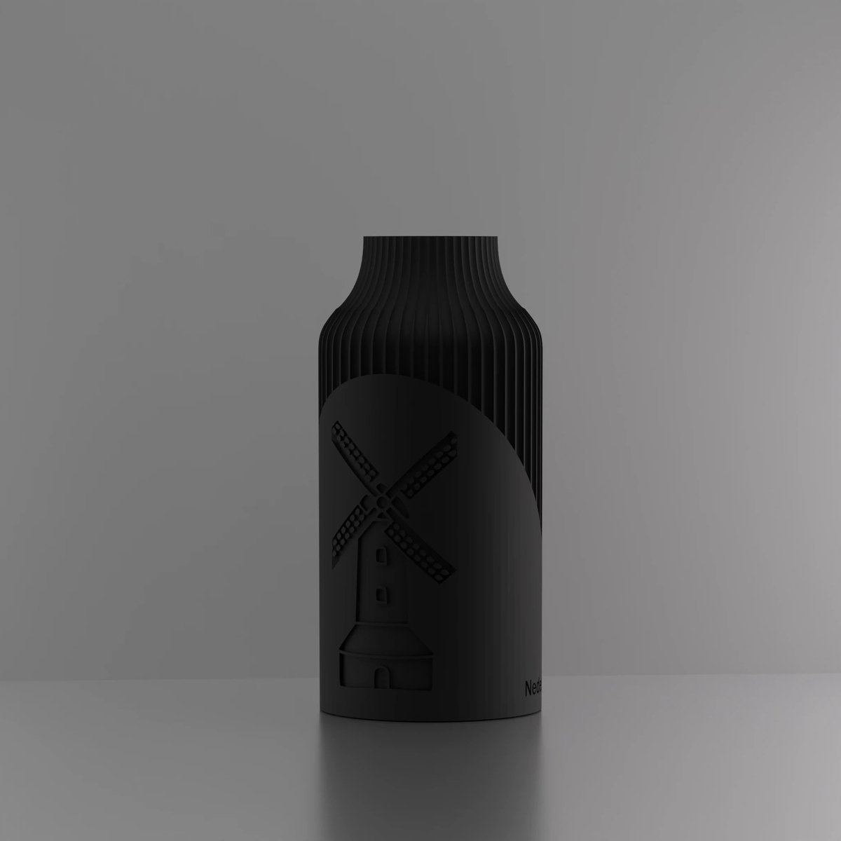 3d-gezellig Harmonie met molen + tekst Nederland - Vaas - Zwart - Maat 20 cm - 100% gerecycled PLA (bioplastic)