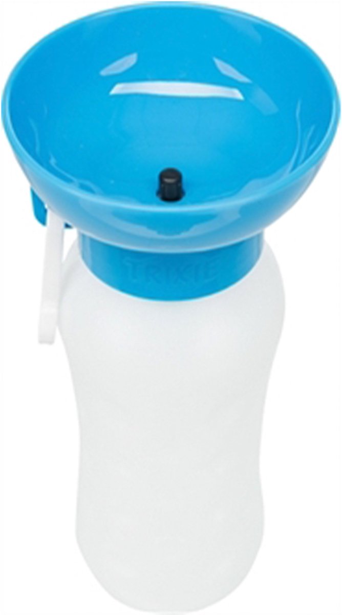 cocapet waterfles/drinkfles voor honden - 550 ml - blauw - met drinkkomdeksel- op wandeling, op reis , in de wagen,...