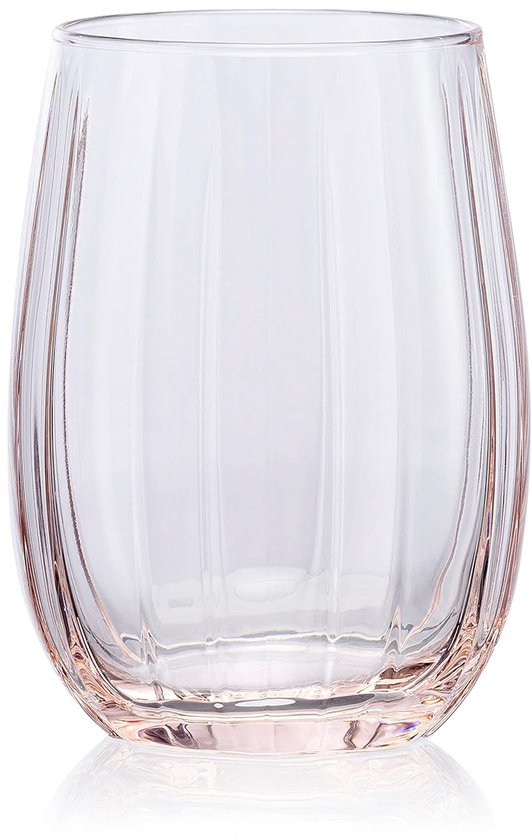 Pasabahce Linka – Roze Waterglazen – Set van 3 – 380 ml – Stijlvolle glazen – Vaatwasserbestendig
